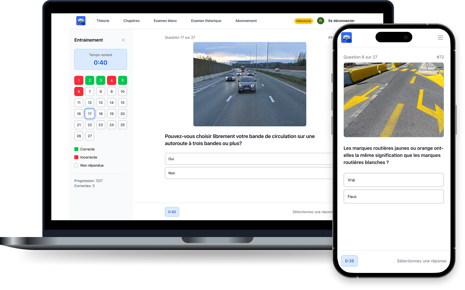 Mockup de la plateforme Permis Web sur mobile